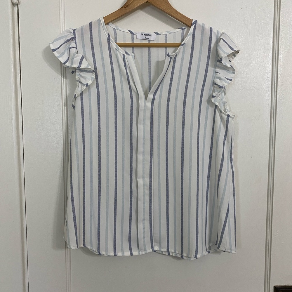 Workshop Republic Clothing Ruffled Striped Blouse